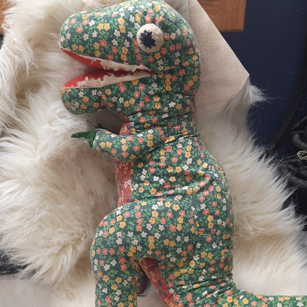 ~{Vintage}~ 60's/70's handmade dinosaur plush.